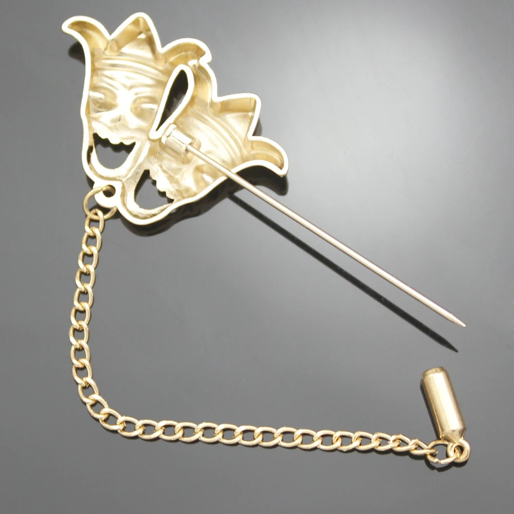 Золотая маска клоуна Марди Гра Хэллоуин цепь отворот палка брошь галстук булавка