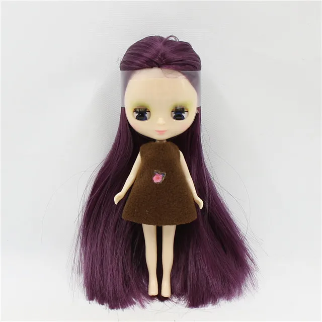 Фабрика blyth мини кукла 10 см BJD нормальная кукла тела длинные волосы, случайное платье в подарок - Цвет: F