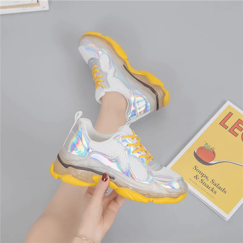 Sneakers Casual Shoes Women 2019 Diamond Sneaker Clear Platforms Bling Lace Up Thick Bottom Woman | Обувь