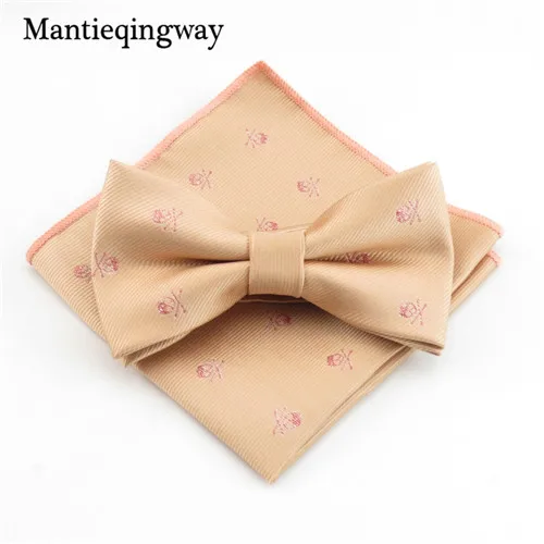 MYBZZ044GD Mantieqingway, деловой, 23*23 см, мужской платок, полиэстер, галстук-бабочка, набор, Череп, карманный, квадратный, Corbatas, Hombre, Pajarita, свадебный - Цвет: MYBZZ044GD