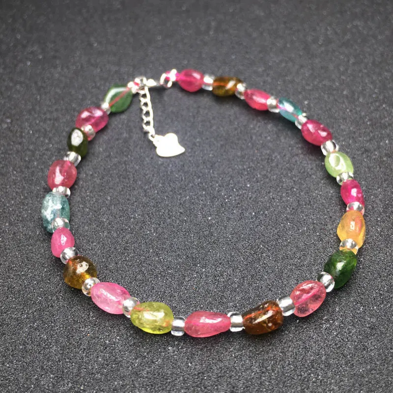 Женский разноцветный браслет из турмалина серебро 925 пробы | Украшения и