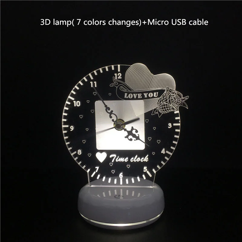 USB touch Chiclits Новинка время часы 3D светодиодный Настольный светильник USB сенсорный пульт дистанционного управления ночник с многоцветный я люблю тебя для детской спальни - Испускаемый цвет: USB touch