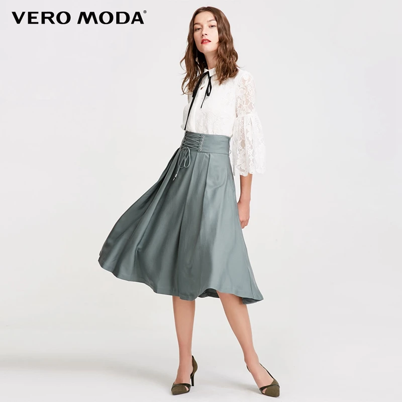 Vero Moda Новая женская плиссированная юбка на шнуровке с широким поясом и большим подолом | 318316541