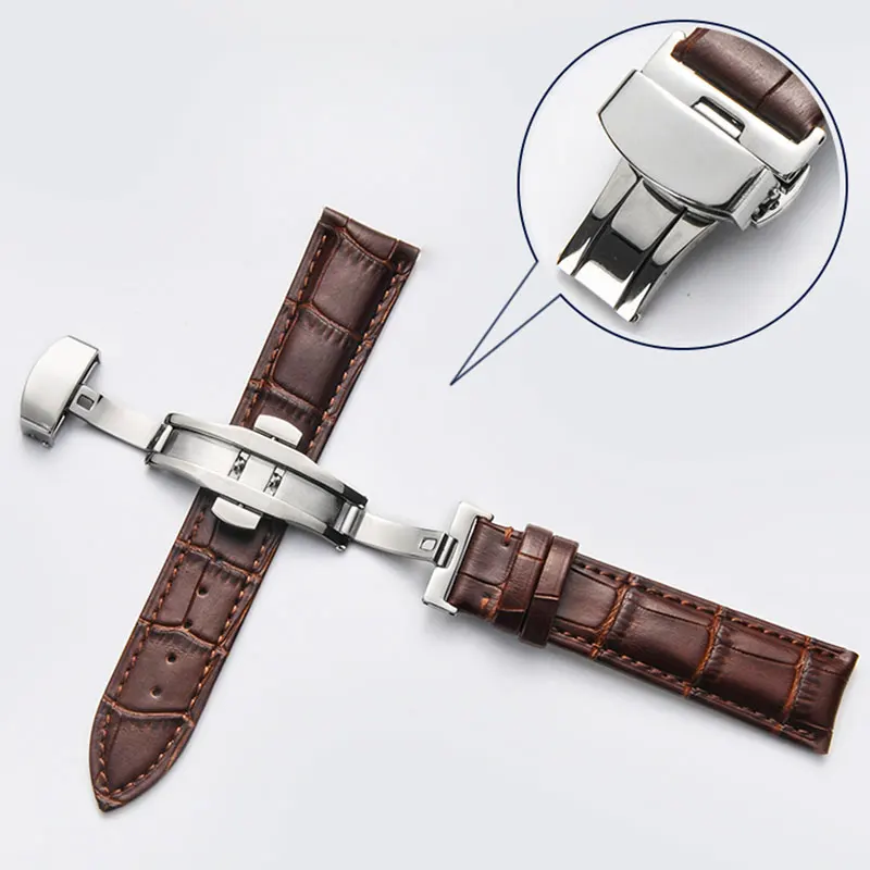 Ремешок для часов с застежкой бабочкой браслет Croco Grain Pulseira Размер 14 16 18 19 20 21 22 24