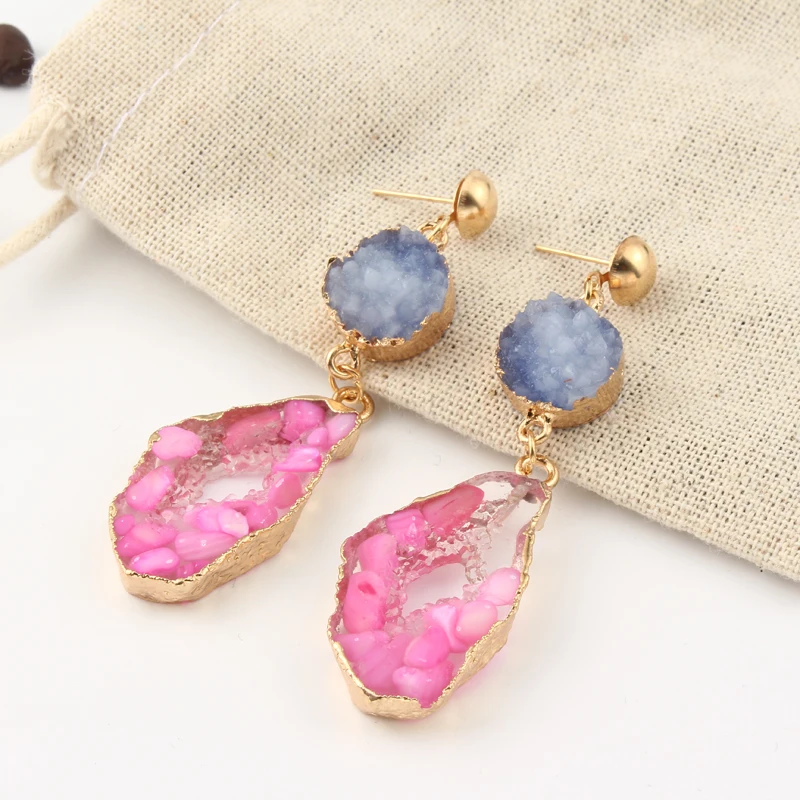 Серьги Dayoff в богемном стиле серьги из полимерного камня неправильной формы для