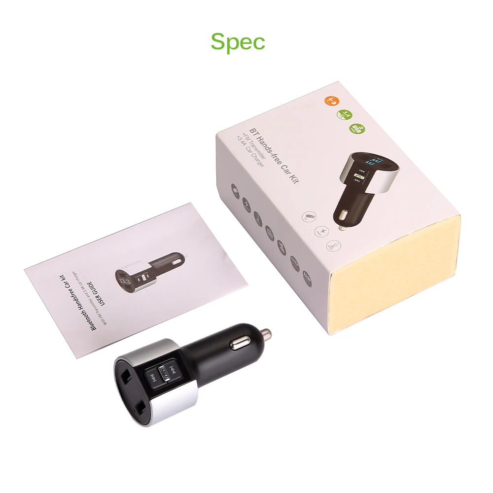 Автомобильный Bluetooth плеер FM модулятор с двумя USB портами функцией быстрой