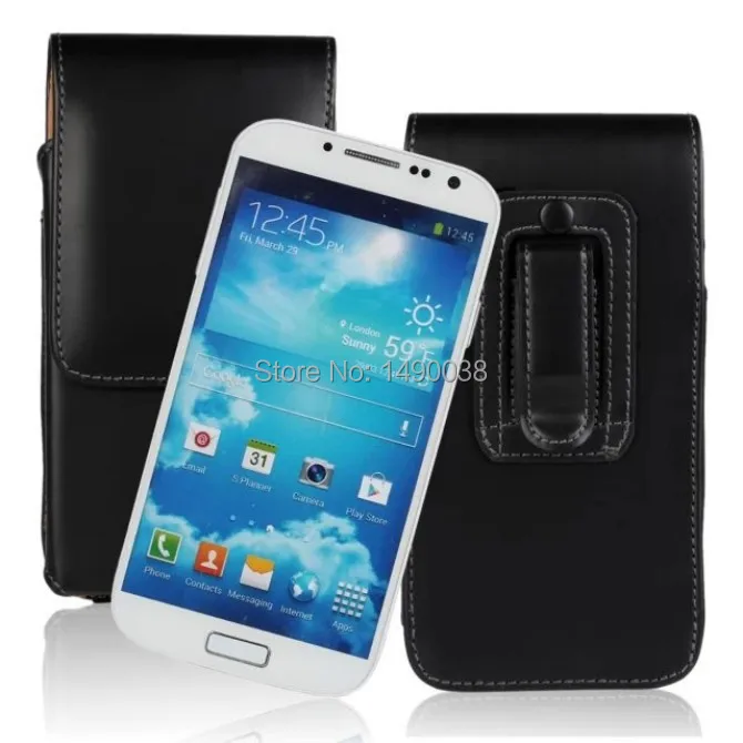 Высококачественный черный кожаный чехол с зажимом для ремня Samsung Galaxy S4 i9500