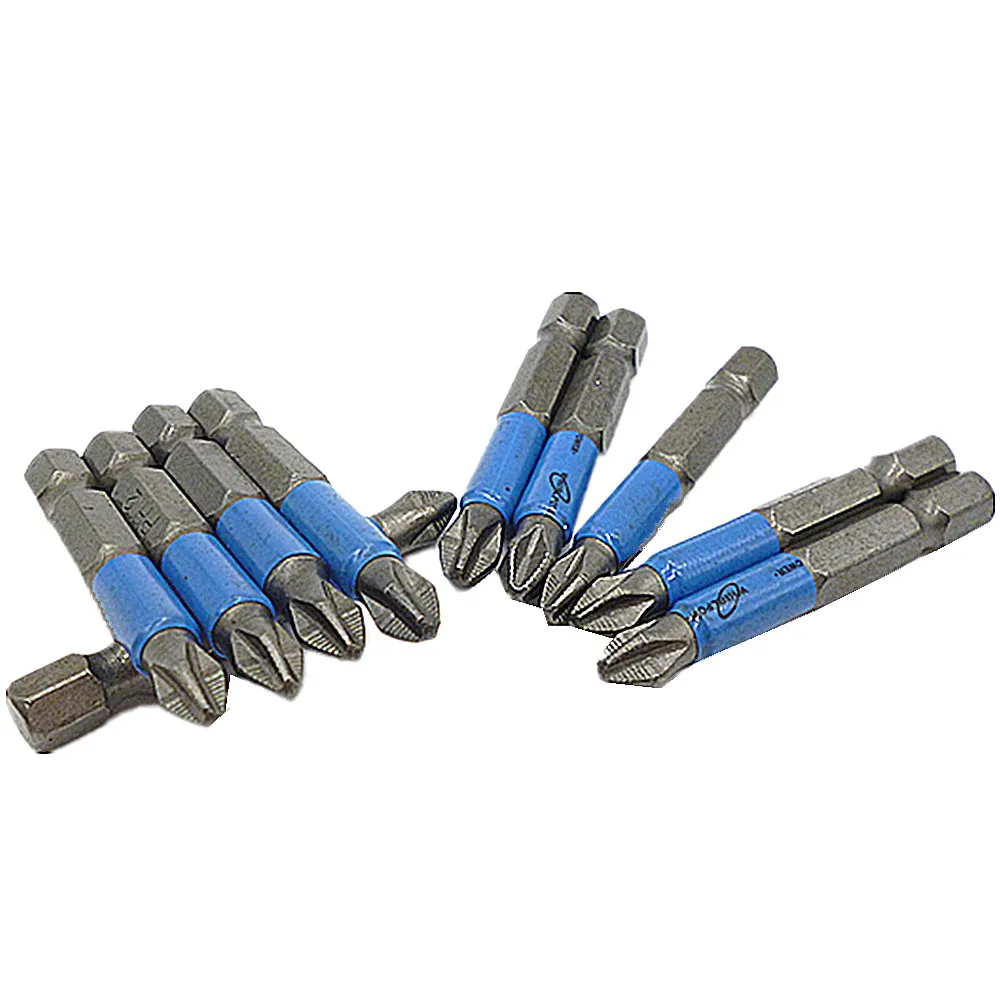 

10pcs Ph2 Philps 50mm Impact Duty Screwdriver Bits Single Side Anti Slip Electric Screwdriver Bits 1/4 Hex Shank Head Driver Bit