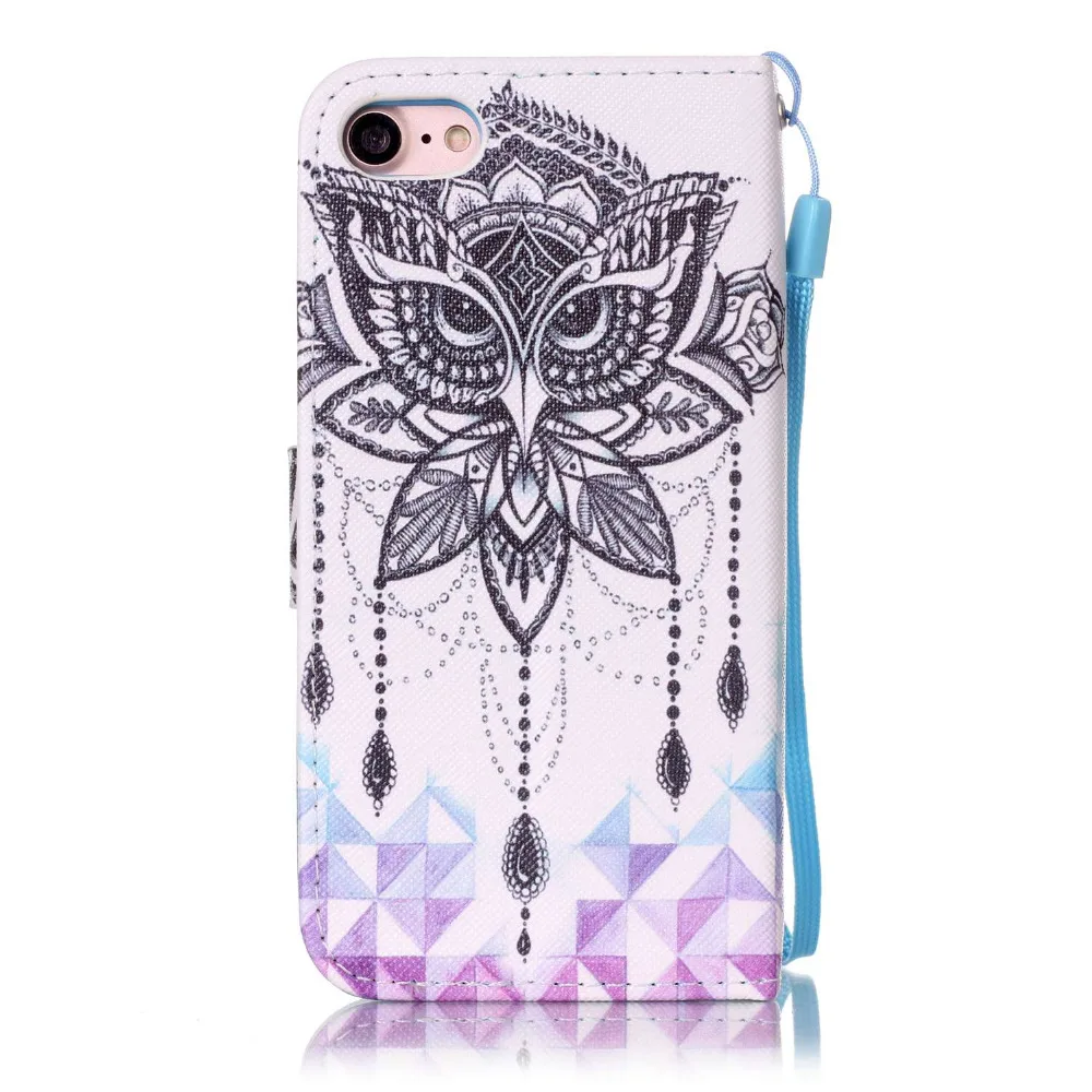 С рисунком Совы Windbell кожа флип Стенд держатель кошелек + ремешок чехол для Apple iPhone