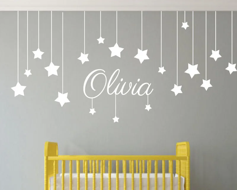 

Name Custom Stars and Moon Childrens Wall Art Nursery Baby Decor Wall Stickers Kindergarten Kids For Bedroom Child N104