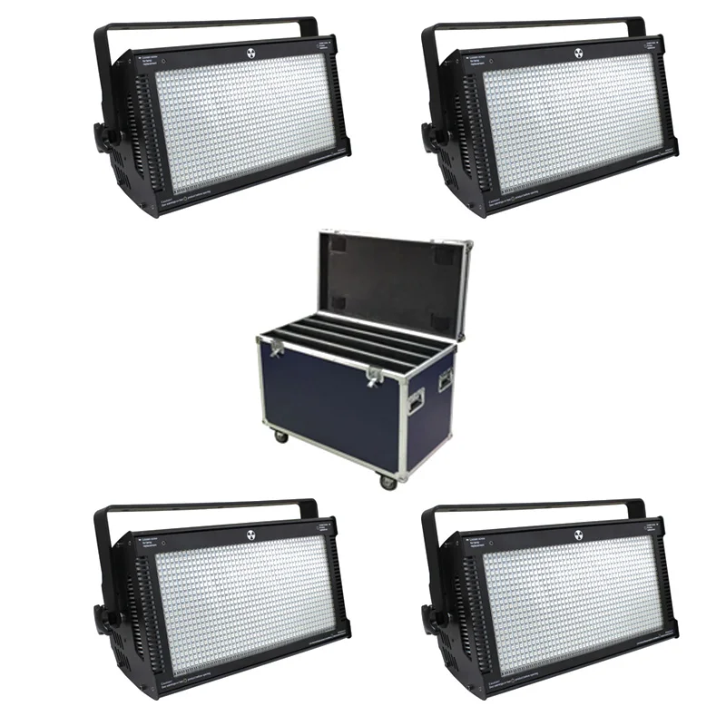 С Flightcase 4 единицы 1000 Вт LED RGB Стробоскоп 3 цвета Atomic 3000 освещение для сцены