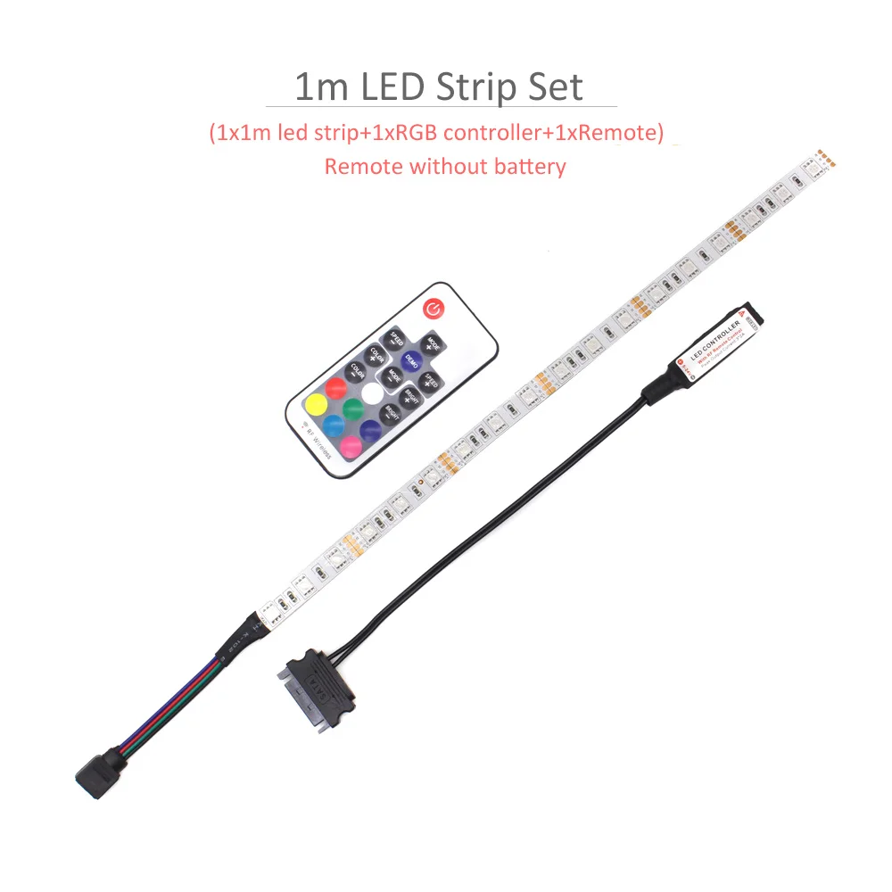 1M LED Strip Set Светодиодный светильник 12 В RGB SMD 5050 RF беспроводной пульт дистанционного управления SATA интерфейс 1 м 2 м Светодиодная лента e лента для ПК компьютер чехол светильник ing - Испускаемый цвет: 1M LED Strip Set