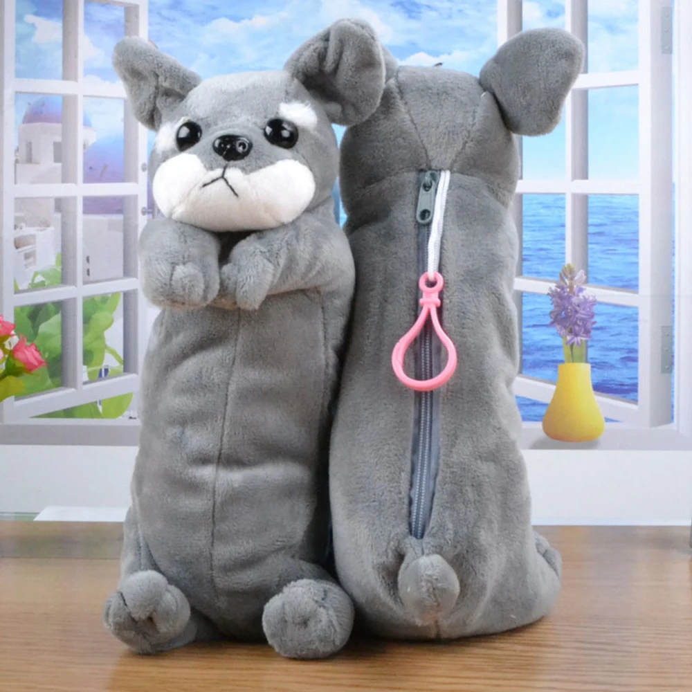 New Cartoon Plush Dog Pencil Case Animal Funny Animal Shaped Pen Bag For Kids Schools Offices Supplies Stationery