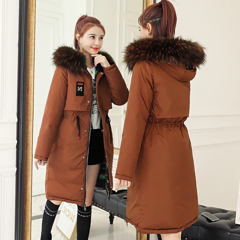 2018 новая мода высокое качество зимняя куртка Для женщин с капюшоном меховой
