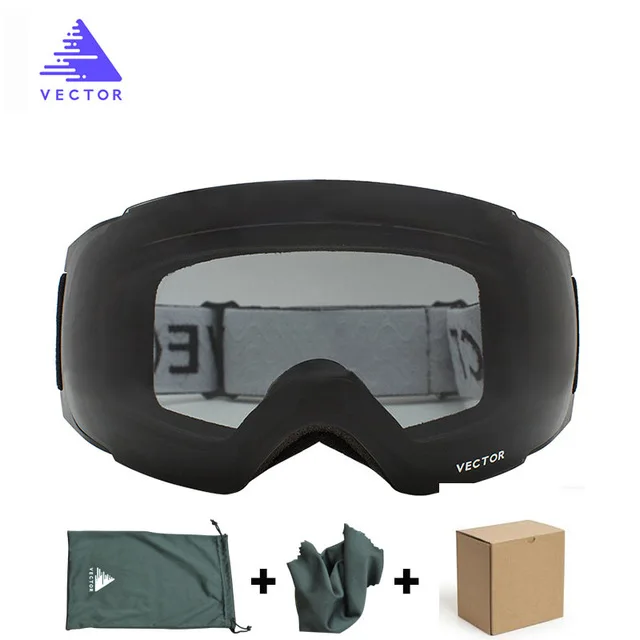 black 1 Векторные новые брендовые лыжные очки двойной UV400 Анти-туман большая Лыжная маска очки для катания на лыжах профессиональные мужские и женские зимние сноубордические очки - Цвет: black 1