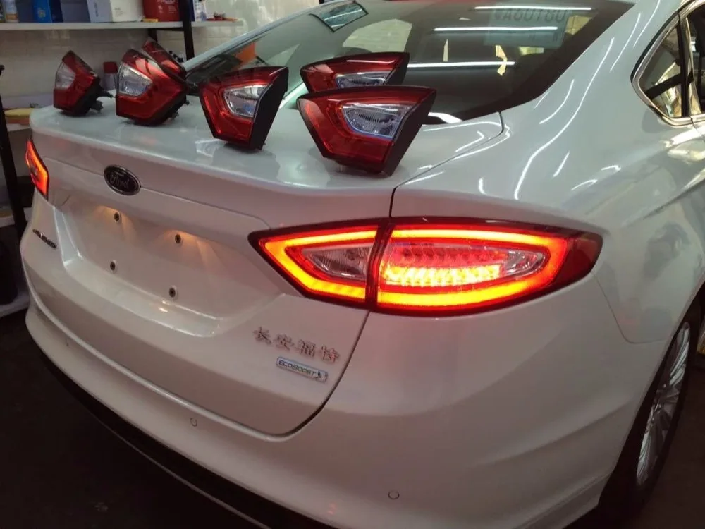 1 пара автомобилей bumer taillamp для Ford Mondeo задний светильник fusion 2013~ год, светодиодный противотуманный фонарь для Mondeo задний светильник
