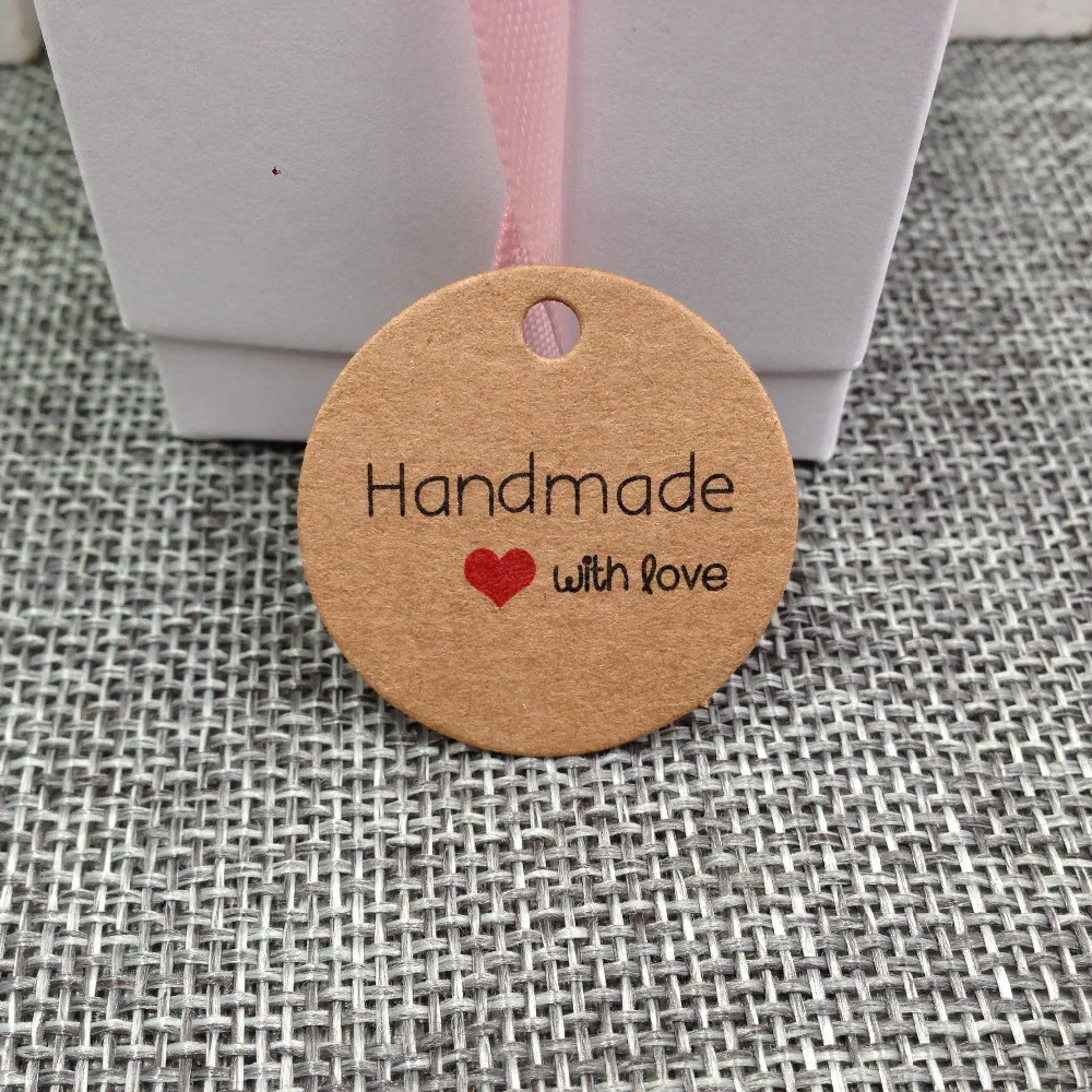3cm kraft tags hand made with love thank you Tag for gift box and Paper Cards DIY Gift Tags Christmas wedding hang tag | Jewelry Packaging  Display -32834121661