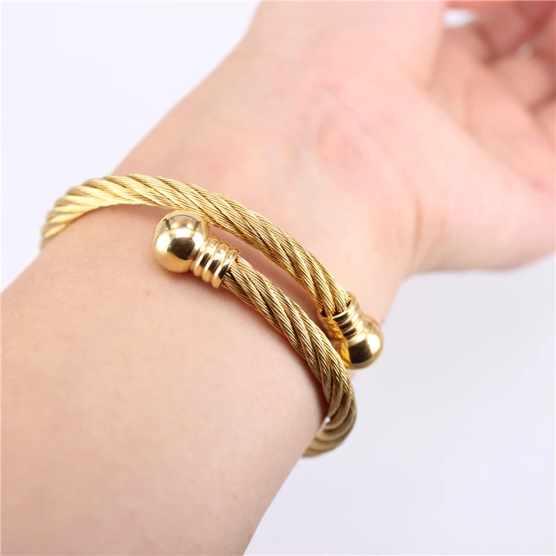 Wholesale Factory Price Three styles Adjustable Open Cuff Men Women Bracelets Trendy Stainless Steel Simple Bangles LH752