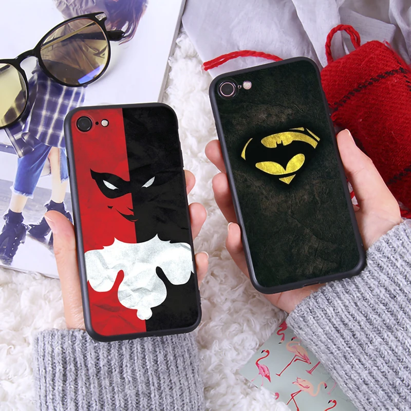 Batman Joker Harley Phone Case for iphone7 8 Plus Soft Luxury Silicone Cover iPhone8 6 6s X XR XS Max TPU |