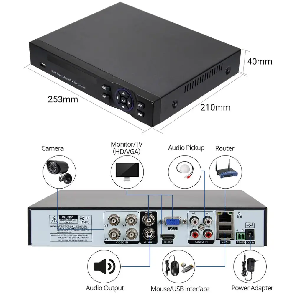 Morcembr 720 P система видеонаблюдения Система AHD DVR 4CH камера s для дома|Система