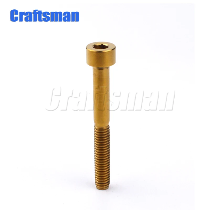 Золотой Титановый болт Craftsman M5 x 10, 12, 16, 18, 20, 25, 30, 35, 40, 45, 50, 60 мм, шестигранный ключ, клеймо головка, болт Ti, винт для руля велосипеда, подседельный штырь - Цвет: Золотой