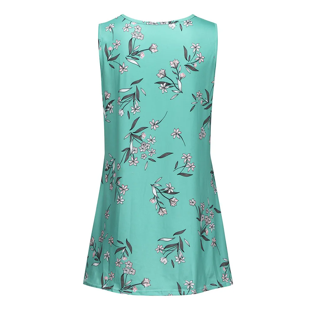 Женская рубашка для беременных топ без рукавов с цветочным принтом и круглым
