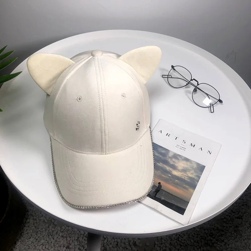 2018 Весенняя Вельветовая бейсбольная кепка с буквенным принтом милыми кошачьими