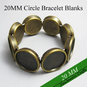 Antique Bronze 10 шт-20 мм Серебряный Эластичный браслет пустой, браслет ручной работы установка, эластичный пустой браслет с 20 мм установкой ободка 20 мм - Окраска металла: Antique Bronze