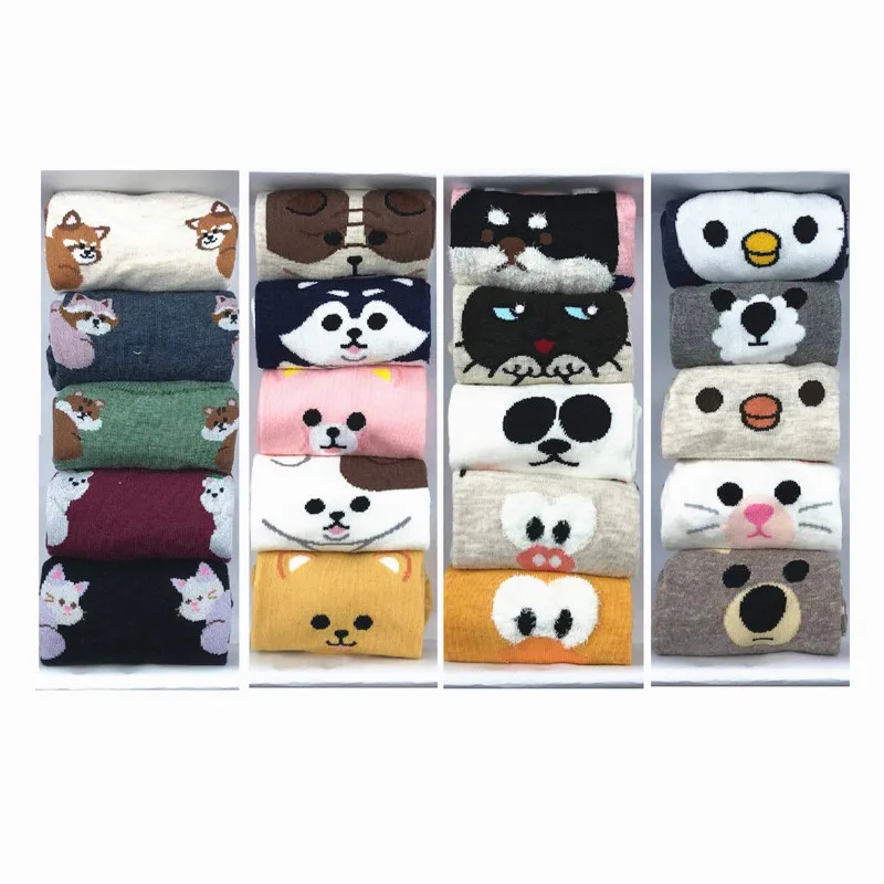 LETSBUY 5 pairs/lot woman socks set women cotton invisible female cartoon animal pattern lady slippers NO BOX | Женская одежда