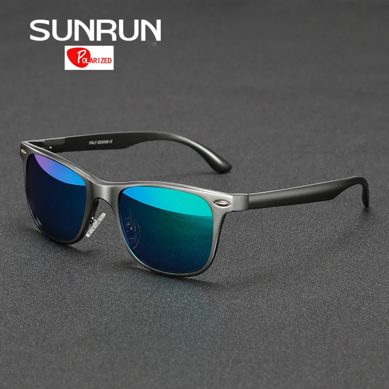 SUNRUN Для мужчин поляризованных солнцезащитных очков Алюминий магния зеркальные