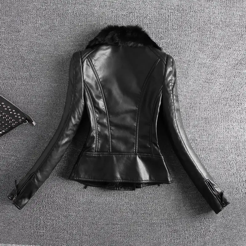 Женская кожаная куртка 2xl 3xl серая из кроличьей кожи с длинным рукавом и