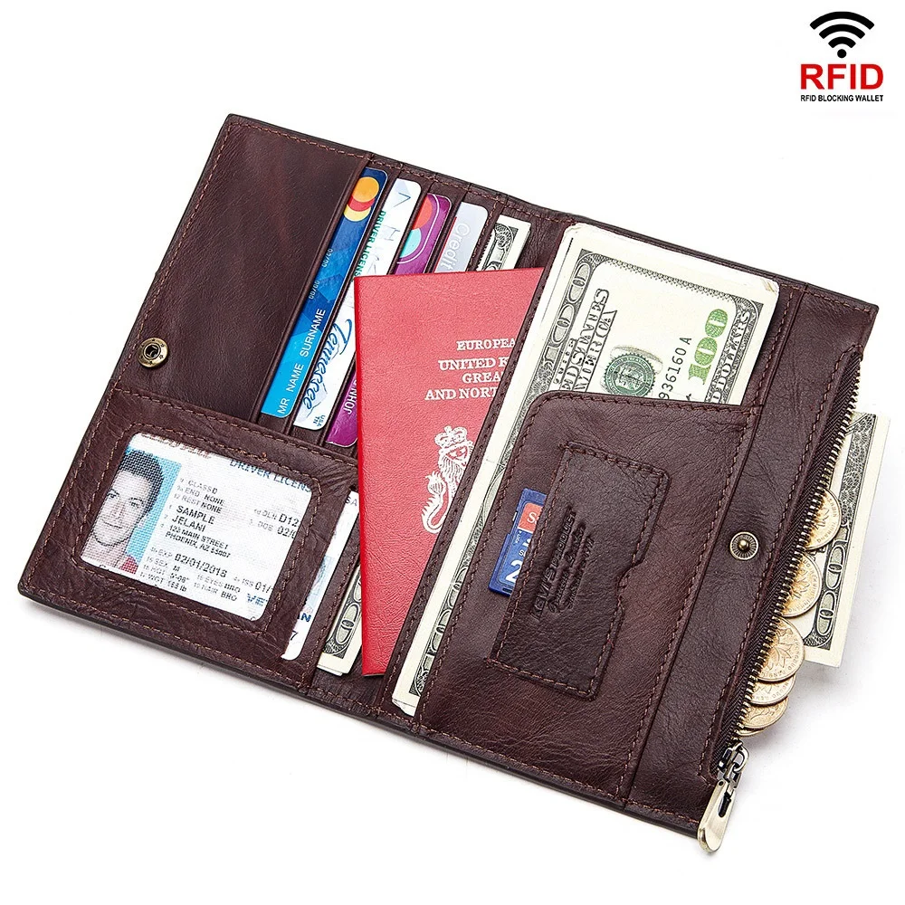 Мужской кожаный бумажник чехол для паспорта ID SD держатель кредитных карт RFID