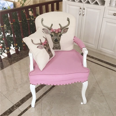 pink linencotton b Американский Одноместный стул для отдыха из твердой древесины в стиле ретро, европейский стиль, подлокотник, стул для кафе, обеденный стул, для учебы, спальни, компьютерное кресло - Цвет: pink linencotton b