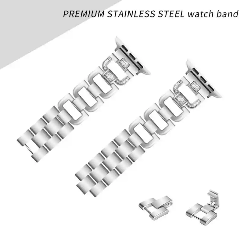 Silver Ремешок Joyozy из нержавеющей стали для Apple Watch, стразы, бриллиантовый ремешок 38 мм, 42 мм, серия для Apple Watch 40 мм, 44 мм, серия 4 - Цвет ремешка: Silver