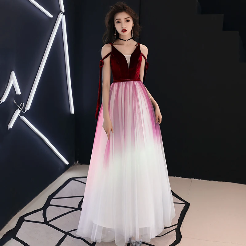 Женское велюровое вечернее платье weiyin длинное на тонких бретельках с