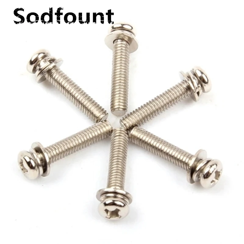 

3. 3 шт./лот Крестовая круглая головка с панорамной головкой три комбинированных винта M3 * 5*6-M3*14*7 PM никелированный механический винт с прокладкой