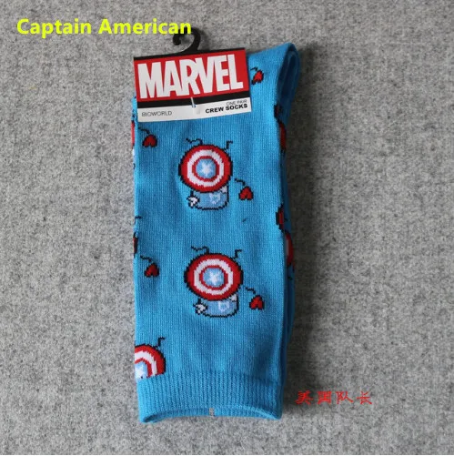 captain american Для мужчин носки мультфильм Железный человек Капитан Америка носки до колен комиксов Marvel Человек-паук Халк, Тор противоскользящие Повседневное экипажа носки - Цвет: captain american