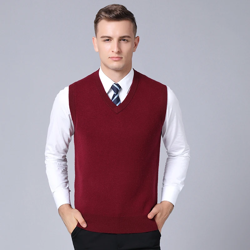 Новинка 2018 осень и зима мужской толстый свитер из чистой шерсти жилет с v образным
