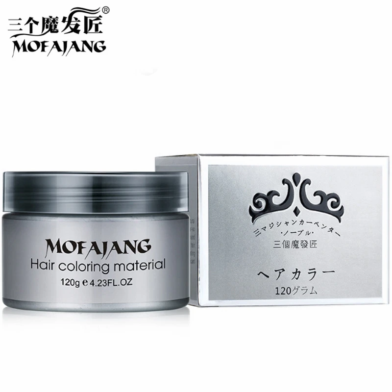 

MOFAJANG Hair Color Wax Styling Pomade Silver Grandma Grey Temporary Hair Dye Disposable Fashion Molding Coloring Mud Cream 120g