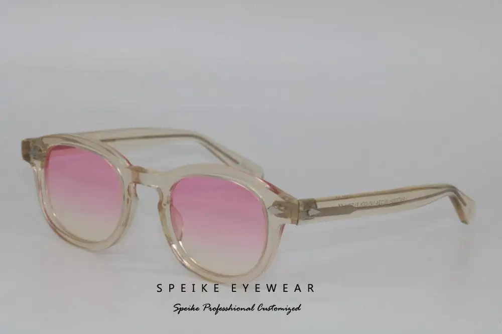 Yellow frame SPEIKE, индивидуальные винтажные градиентные розовые линзы, солнцезащитные очки, Джони Депп, лемтош стиль, ретро очки, могут быть близорукими, солнцезащитные очки - Цвет линз: Yellow frame