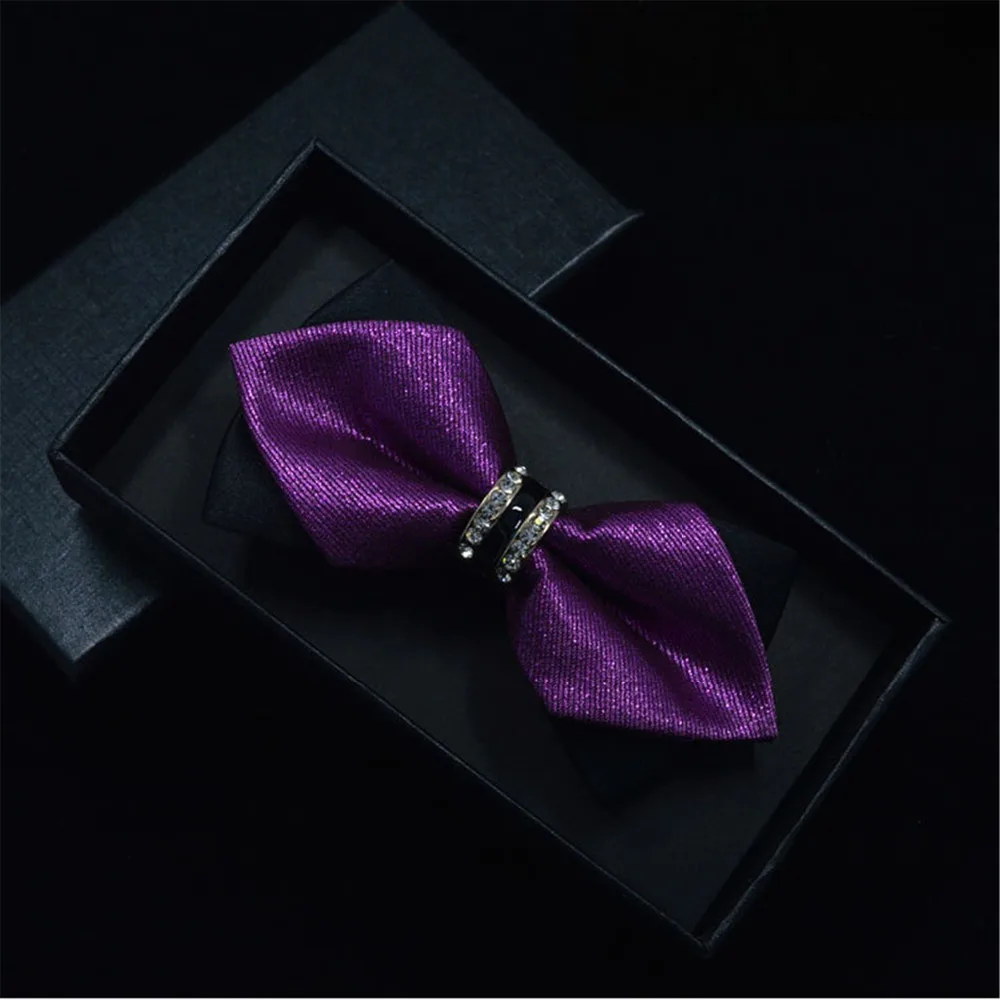 Роскошные Bling Crystal украшения из металла острые углы галстук-бабочка Свадебная вечеринка Банкетный клуб Бизнес бабочка узел Для мужчин аксессуары