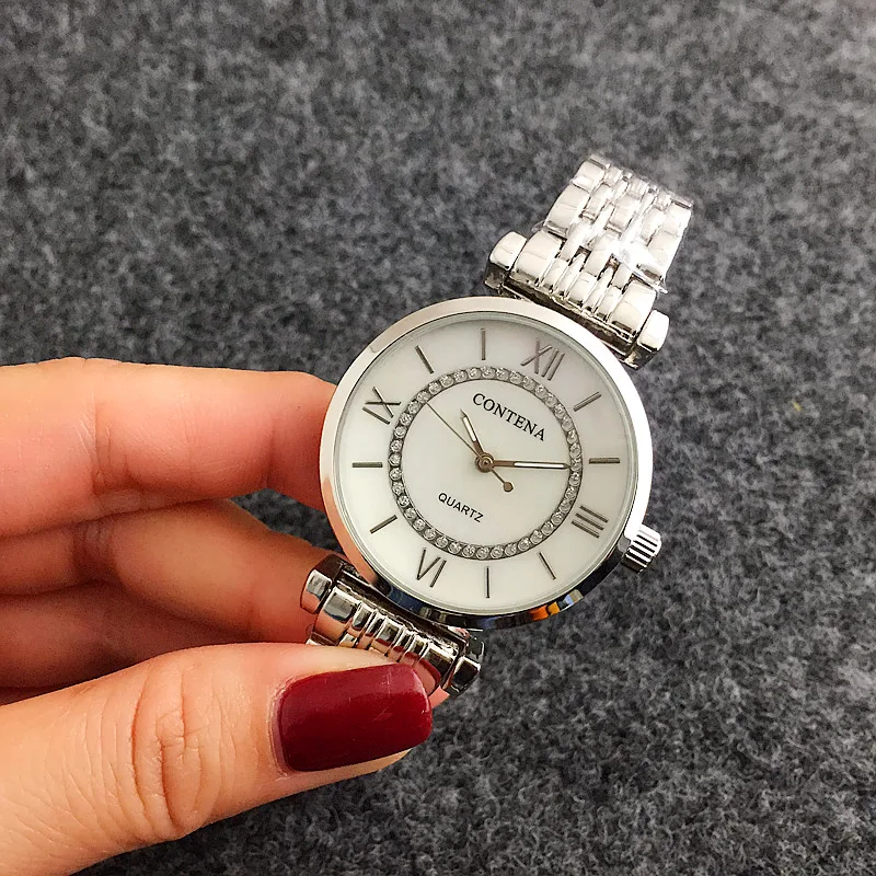 Contena лучший бренд класса люкс Montre часы Femme Модные женские Для женщин Стразы полный