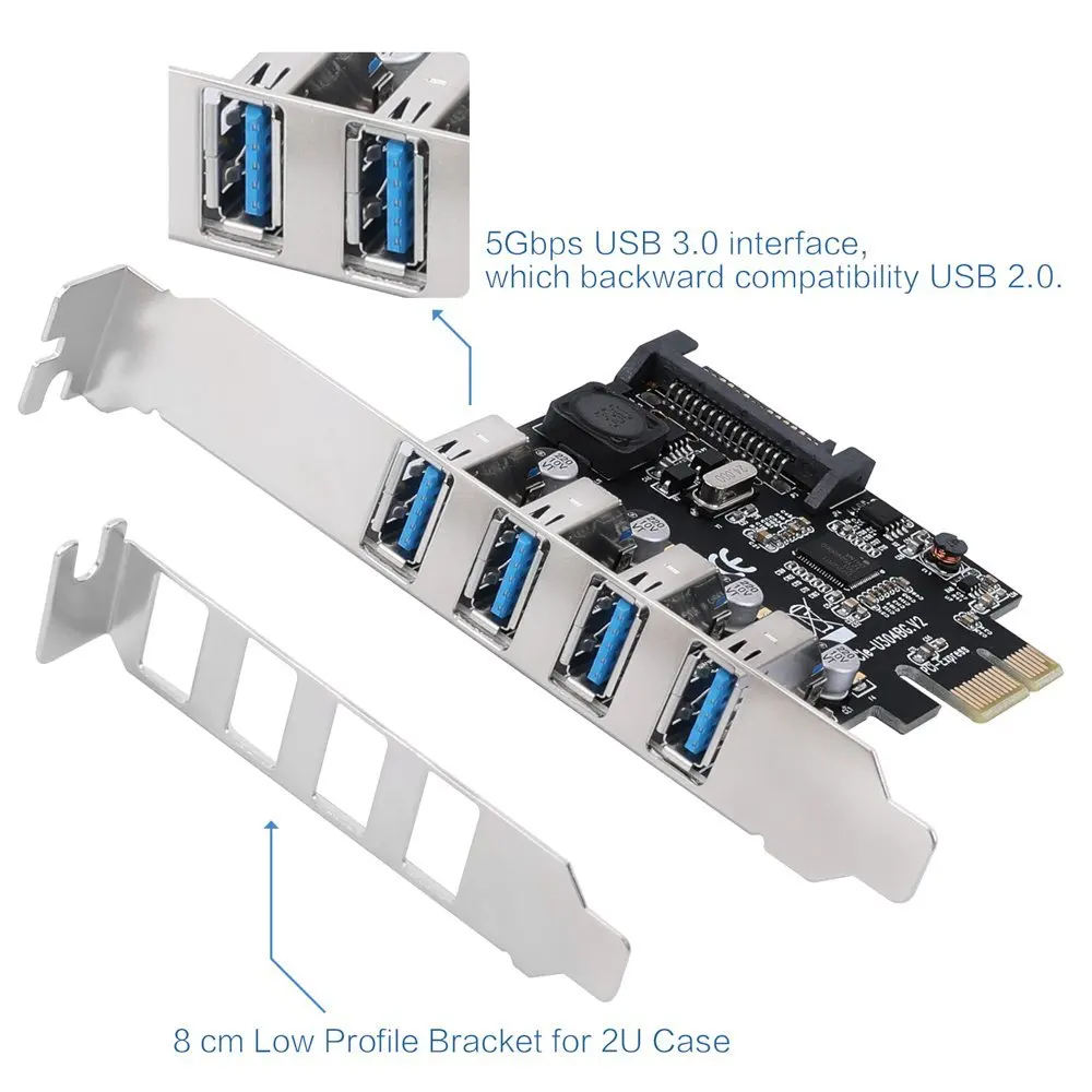 Zeadow 4 порта USB 3 0 для PCI Express плата расширения e контроллер концентратор настольных
