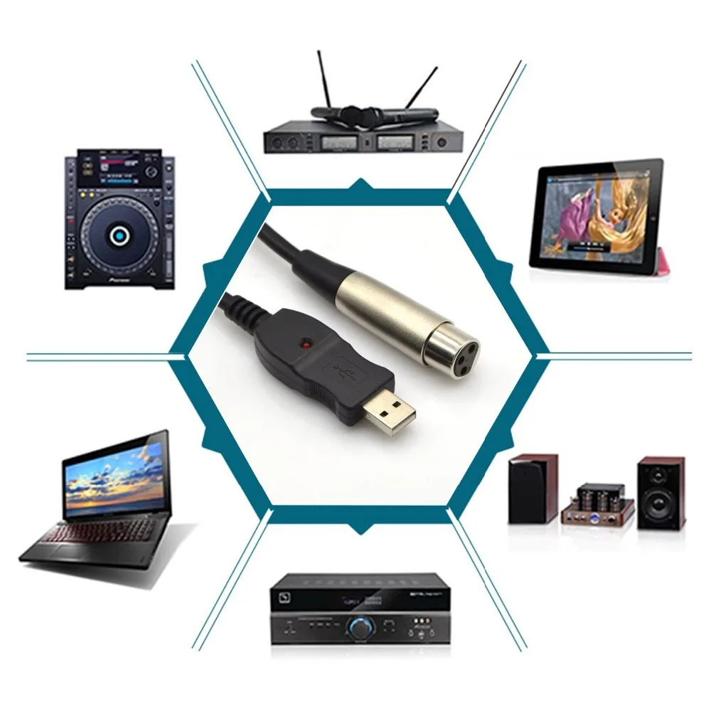 Leadzoe USB папа на 3 Pin XLR Женский микрофон Микрофон Студия аудио кабель связи |