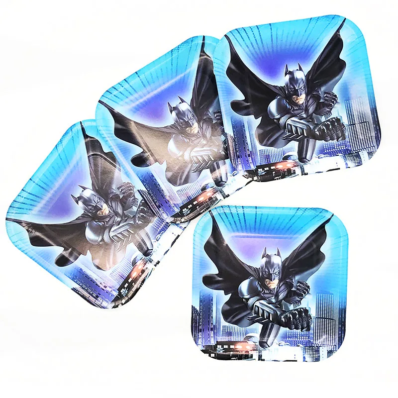 10 шт./лот Квадратная тарелка Бэтмена одноразовые бумажные тарелки для детского