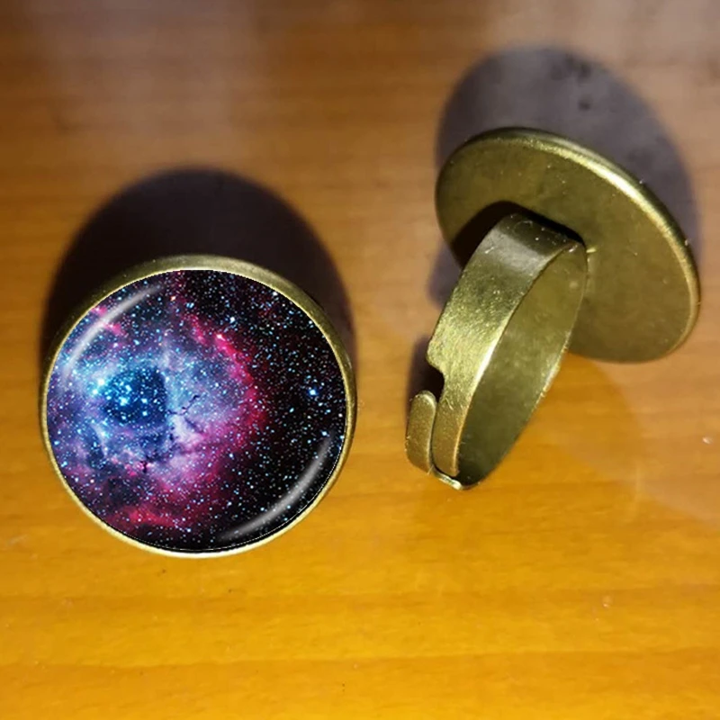 Модное кольцо из стекла с изображением Галактики звезды луны туманности космоса
