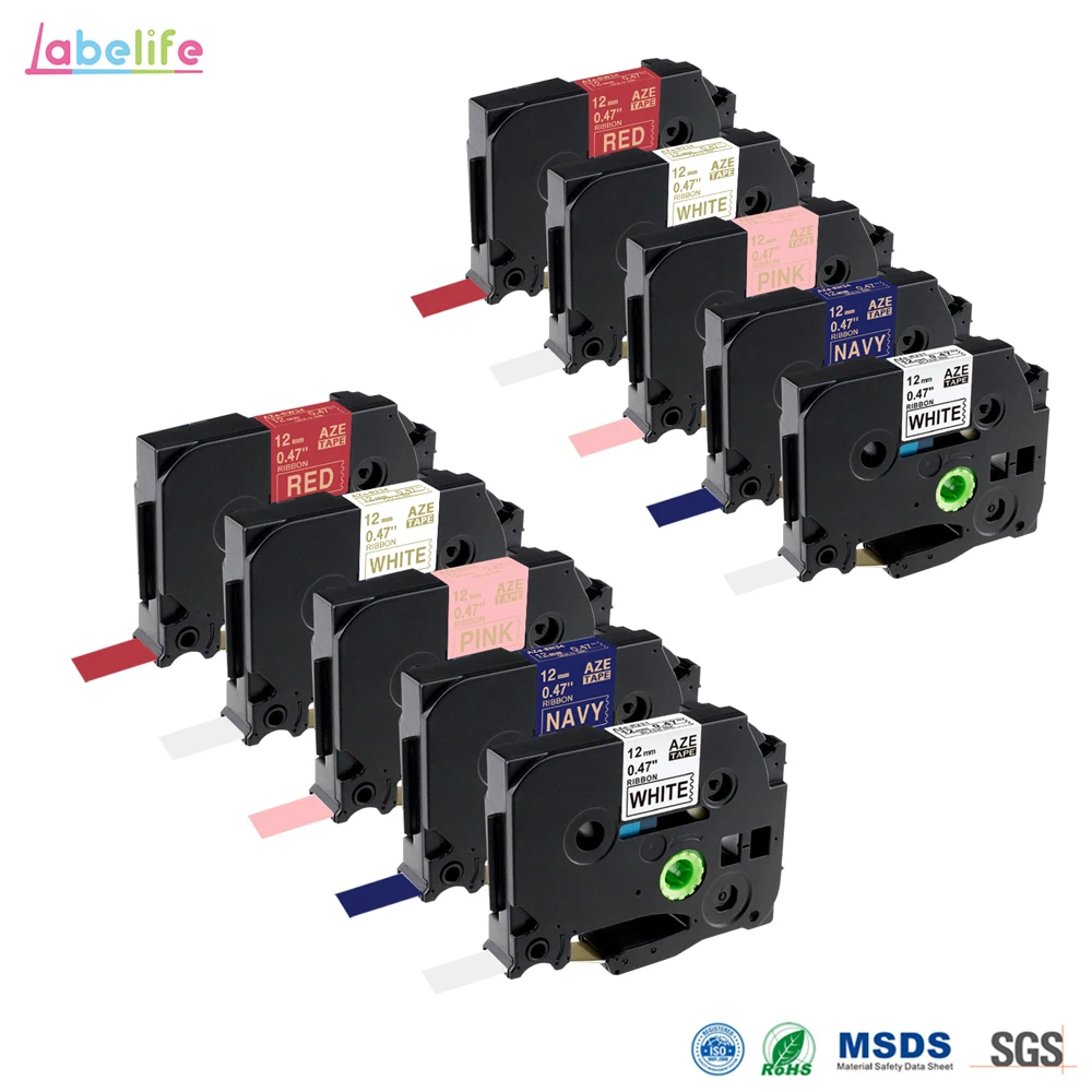 Labelife 10 шт. атласная лента TZe R231 RN34 R234 TZeRE31 совместимый с Brother P-touch этикетки ленты для