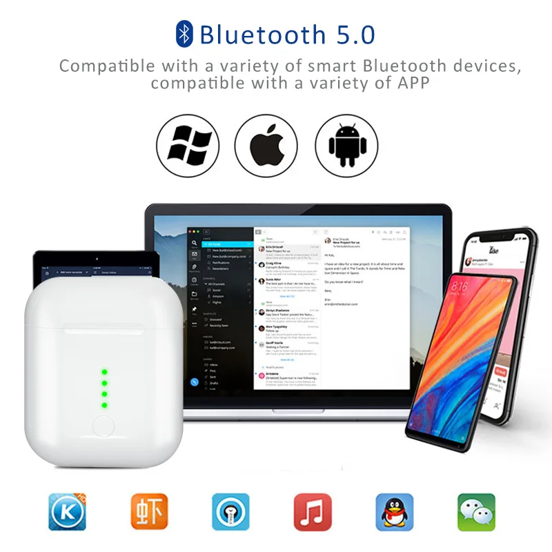 Bluetooth наушники Tws 1:1 всплывающая гарнитура с супер басами и беспроводной зарядкой