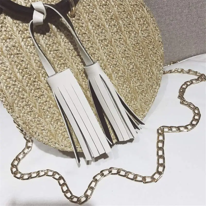 Ins super fire bag portable straw small round female 2019 new tide tassel woven shoulder Messenger handbag | Багаж и сумки