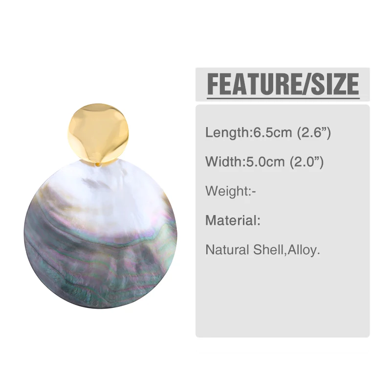 OCESRIO корейские большие серьги для женщин белые с натуральным корпусом золотые mujer